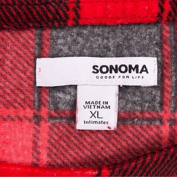 XL SONOMA RED BLACK FLEECE PLAID FLANNEL CASUAL COZY LONG SLEEVE WOMENS - Picture 10 of 12